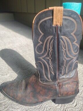 VTG NOCONA Men's 12.5 EE Brown Cowboy Boots Hand Stain Over-Dye (Original) USA